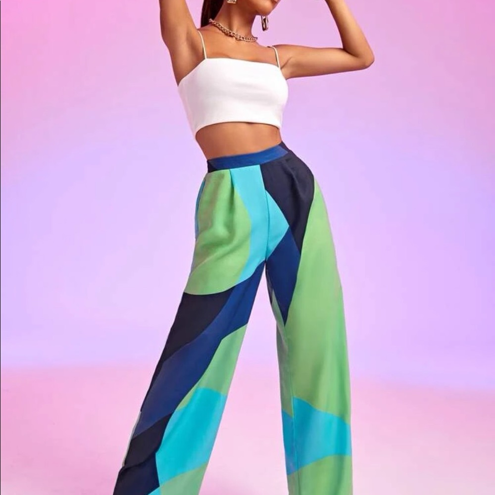 Multicolor Palazzo Dress Pants